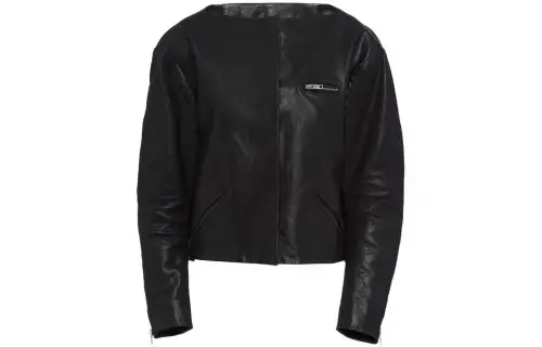 PRADA Collarless Zipped Leather Jacket