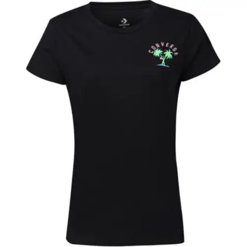 Converse T Shirts Women's Black Crew Neck Moderate