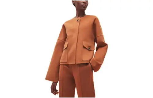 HERMES Jackets Women's Khaki Crew Neck Moderate Other