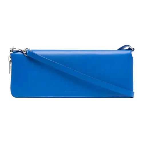 Balenciaga Solid Color Leather Shoulder Bag Women's Blue