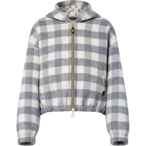Lv Double Face Check Zip Up Jacket