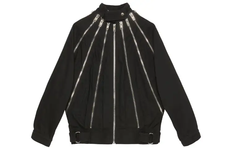 GUCCI Jackets Women's Black Stand Collar Moderate Other