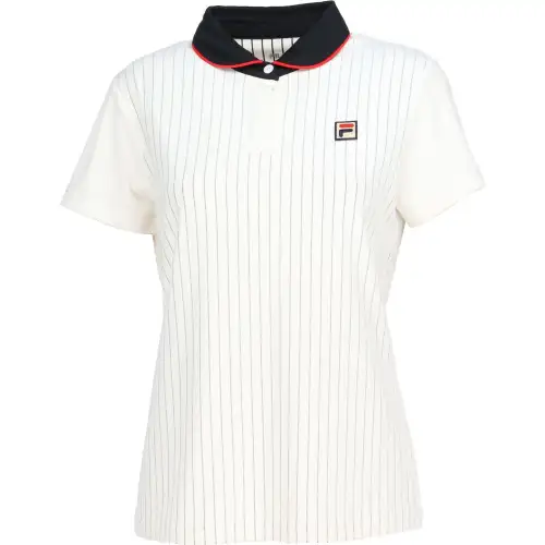 FILA Polo Shirts Women's White Polo Collar Moderate