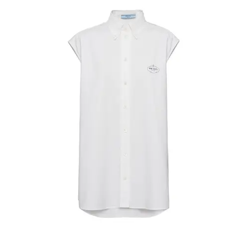 PRADA Logo print Sleeveless Oxford Shirt