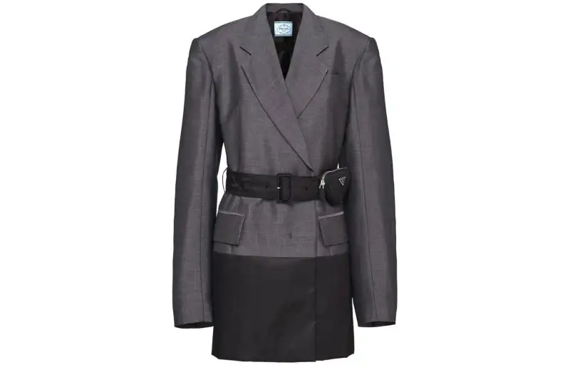 PRADA Jackets Women's Coal Gray Suit Collar Moderate Other