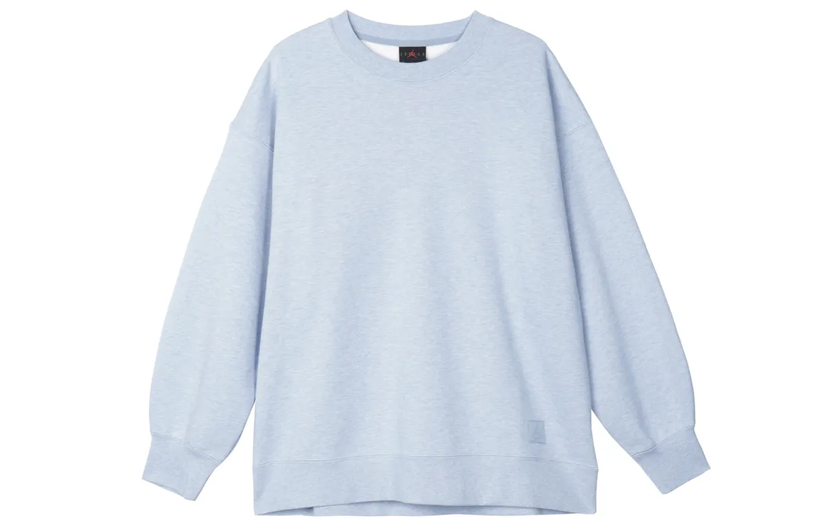 Jordan Solid Color Crew Neck Casual Fleece Lined Long Sleeved Shirt Sweatshirt Women's Blue Gray