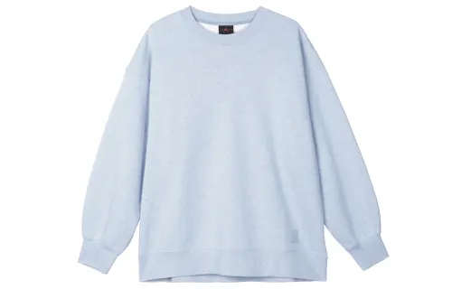 Jordan Solid Color Crew Neck Casual Fleece Lined Long Sleeved Shirt Sweatshirt Women's Blue Gray