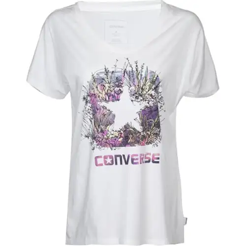 Converse T Shirts Women's White Crew Neck Moderate