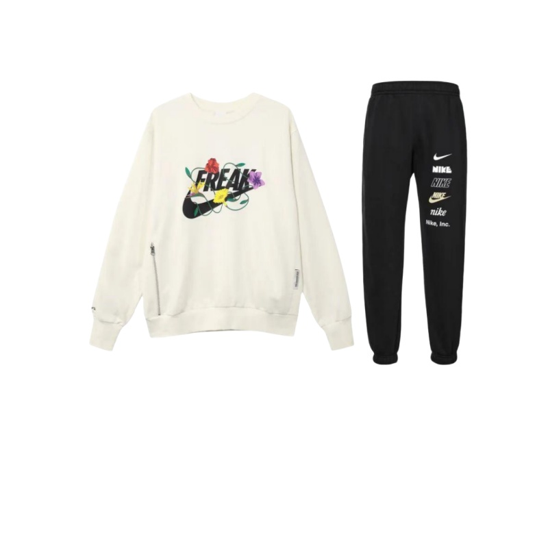 Nike Casual Sportswear Unisex Ecru/Black Crew Neck Moderate