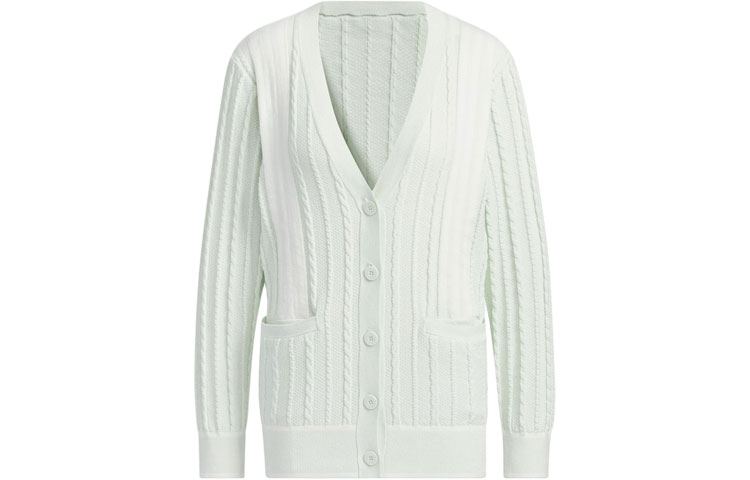 Adidas Primeknit Cable Pattern Cardigan Knitwear Women's Light Green