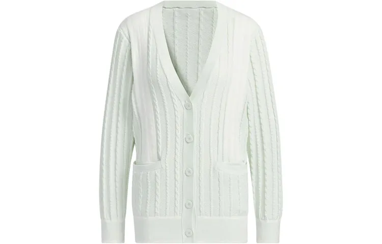 Adidas Primeknit Cable Pattern Cardigan Knitwear Women's Light Green