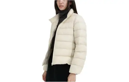 UNIQLO Down Jackets Women's Pearl White 01 Stand Collar Fleece Lined Down Jacket