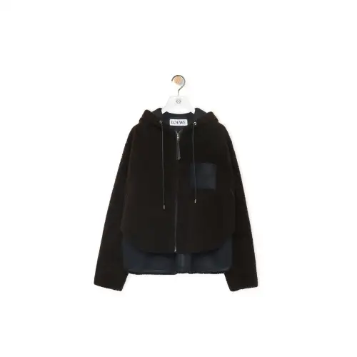 LOEWE Anagram-embossed Hooded Shearling Jacket
