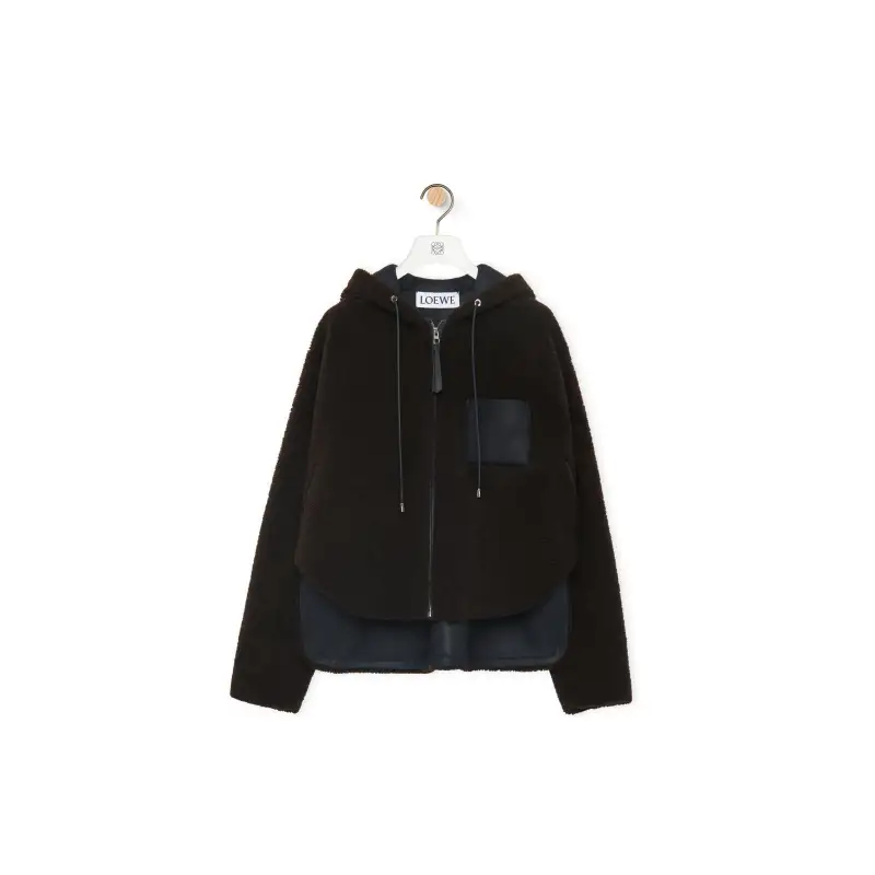 LOEWE Anagram-embossed Hooded Shearling Jacket