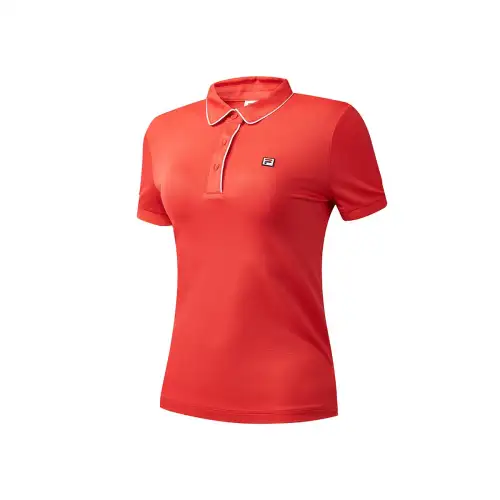 FILA Polo Shirts Women's Red RD Polo Collar Thin Nipped In Waist