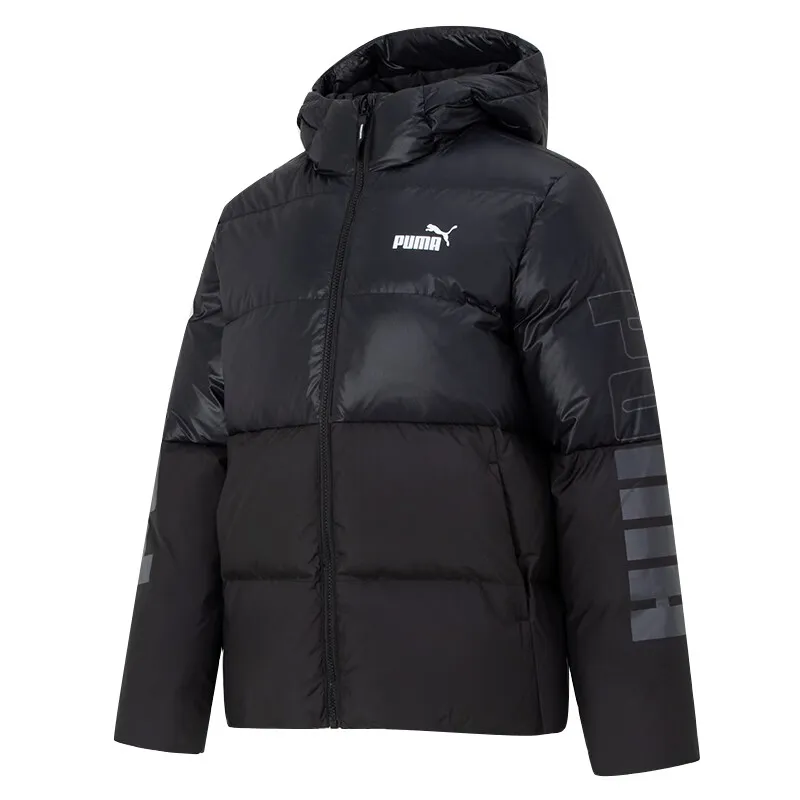 PUMA Down Jackets Women's Black Hooded Moderate Puffer Jacket