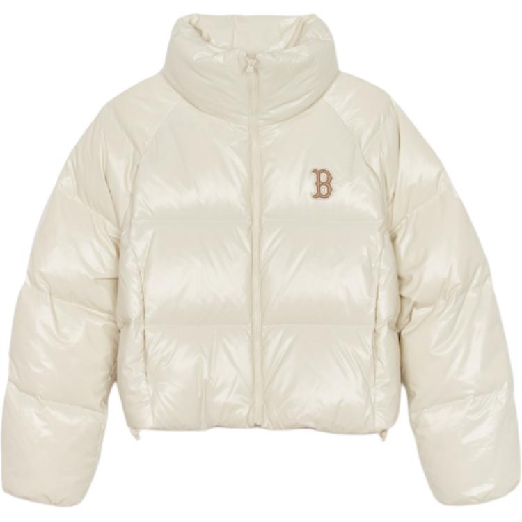 Женский пуховик MLB RED SOX Glossy Curve (белый)