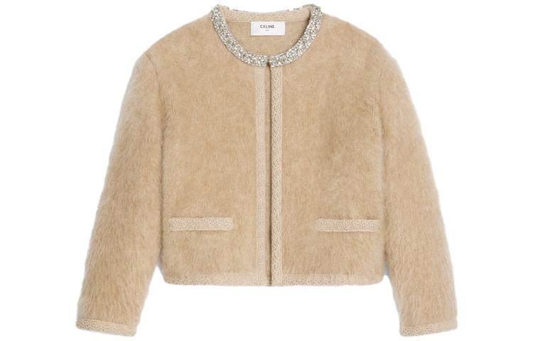 CELINE Embroidered Cardigan In Brushed Mohair