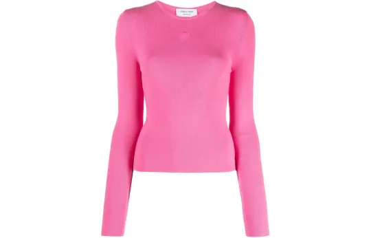 Marine Serre logo-embroidered ribbed-knit top