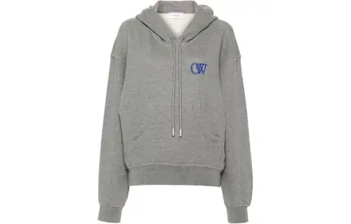 OFF-WHITE embroidered-logo cotton hoodie