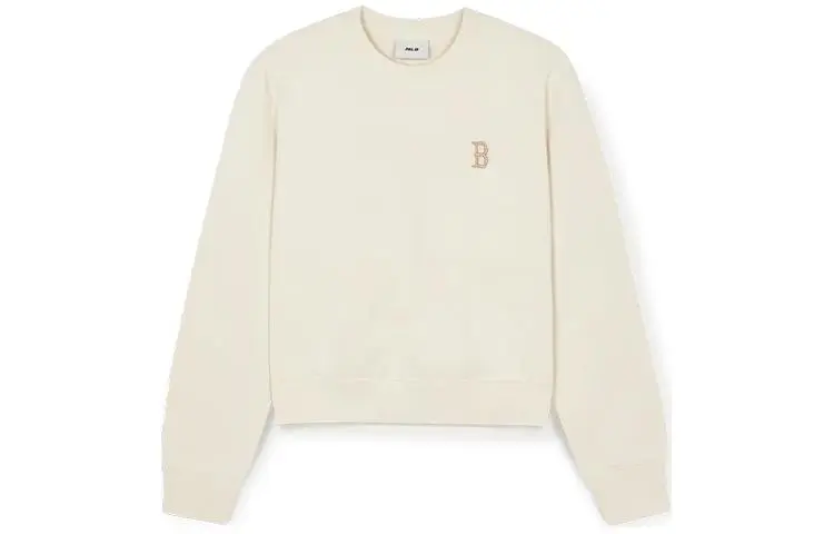 MLB Sweatshirts Women's Beige Crew Neck Moderate Straight Fit
