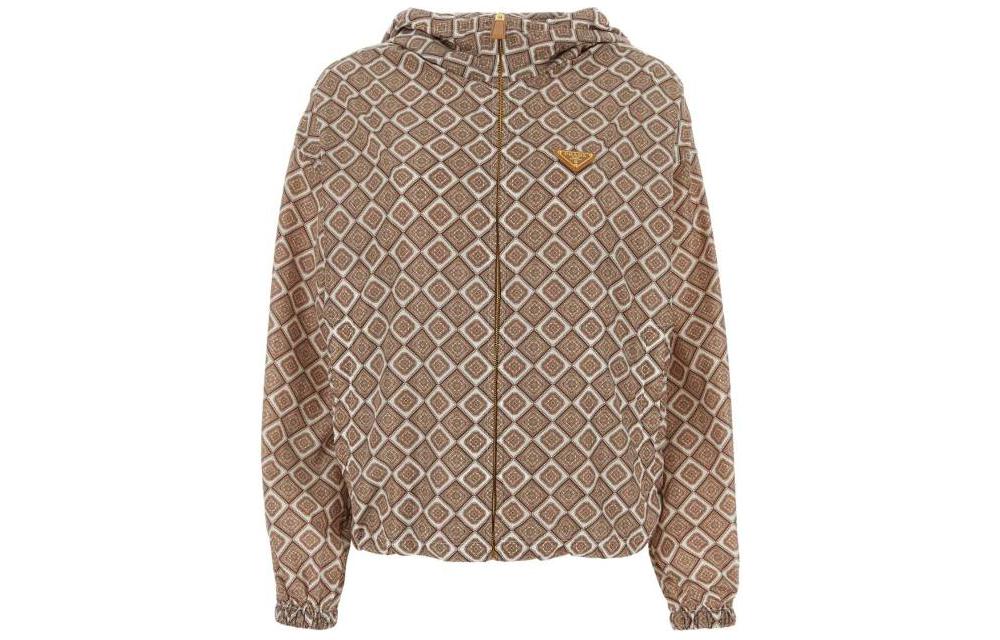 Prada geometric-print hooded jacket