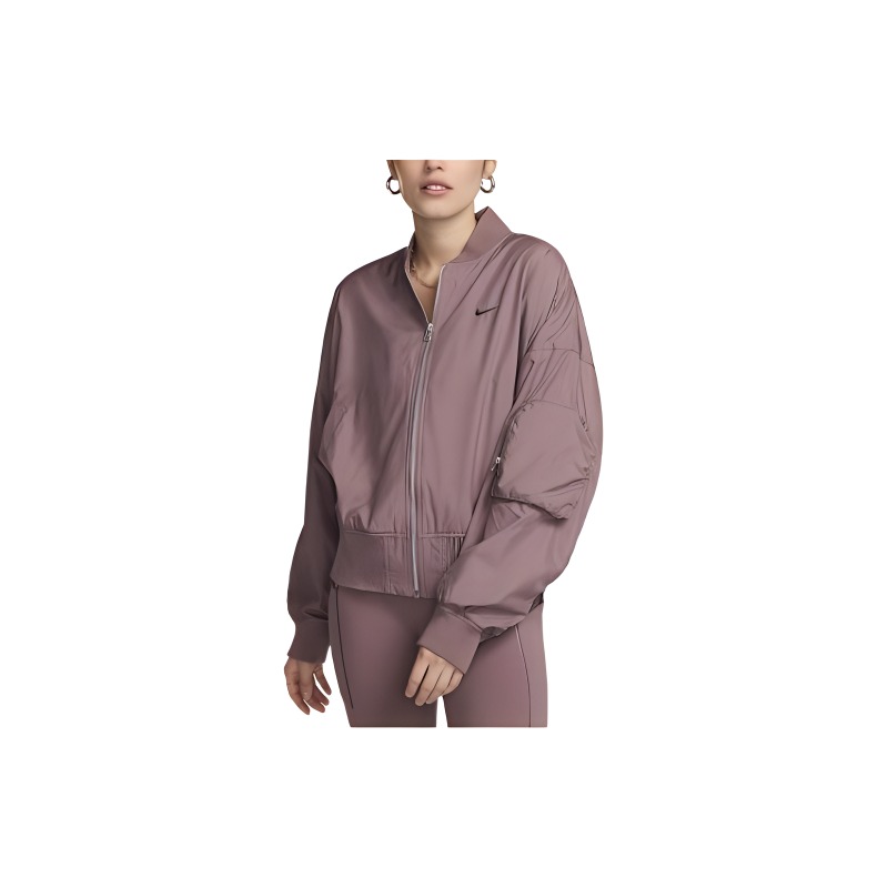 Nike Sportswear Essentials Series Solid Color Brand Small Logo Embroidery Comfortable Mesh Lined Casual Jacket Women's Smoked Purple