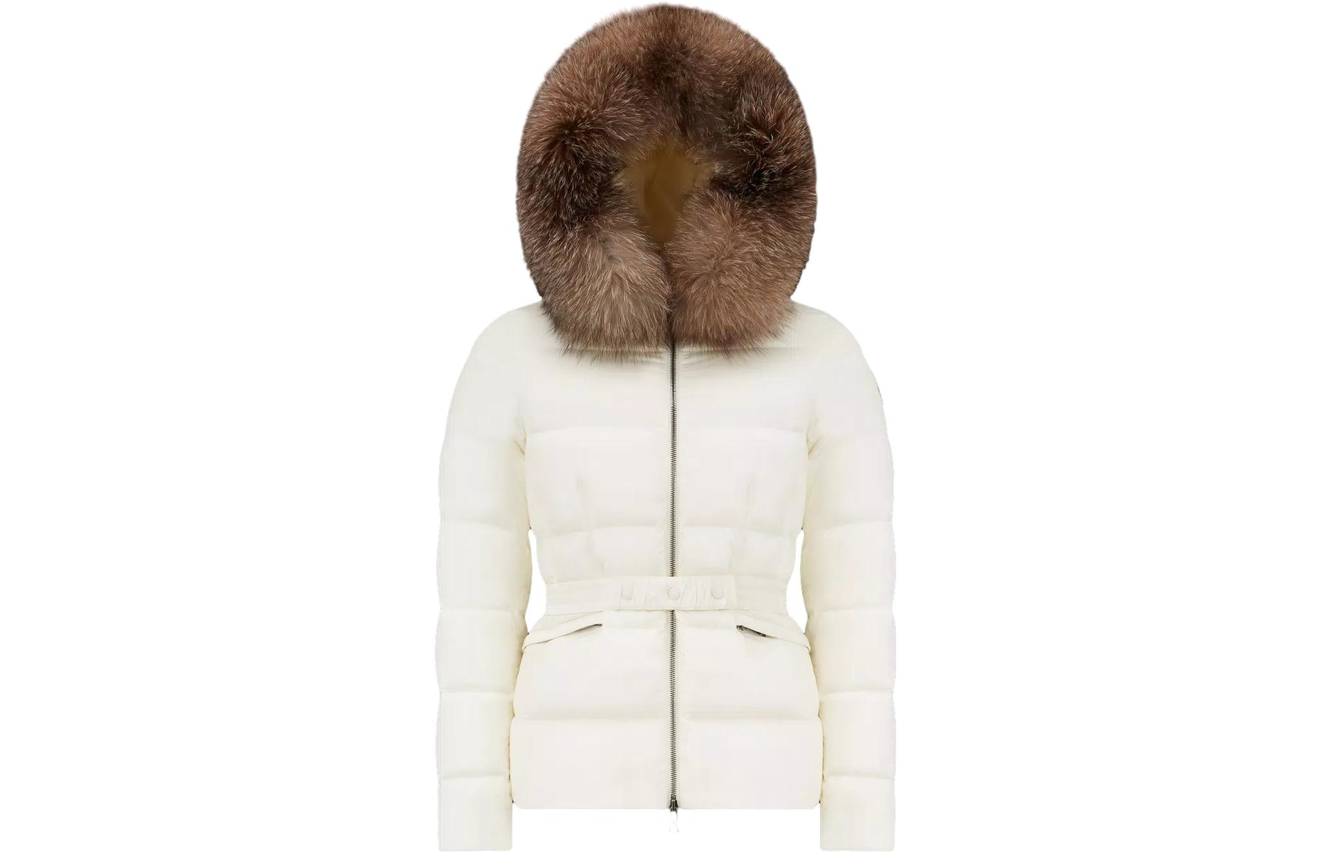 Moncler Moncler Boed series goose down ice white imitation fox fur solid color down jacket for women