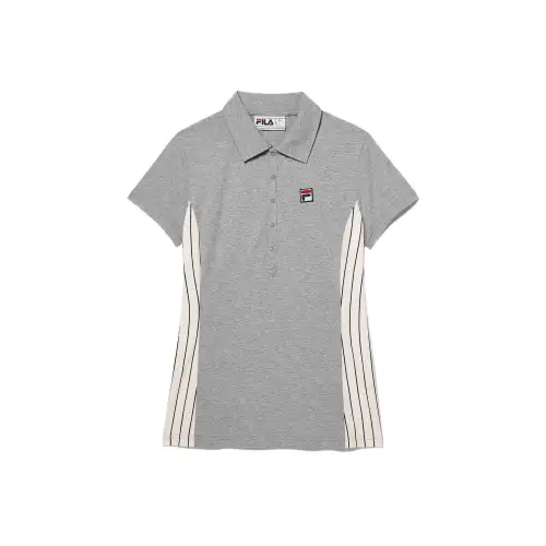FILA Polo Shirt Women's Gray Heather Gardenia Black
