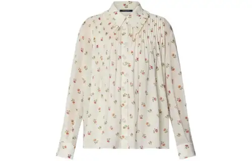 LOUIS VUITTON Floral Print Ruffle Collar Shirt