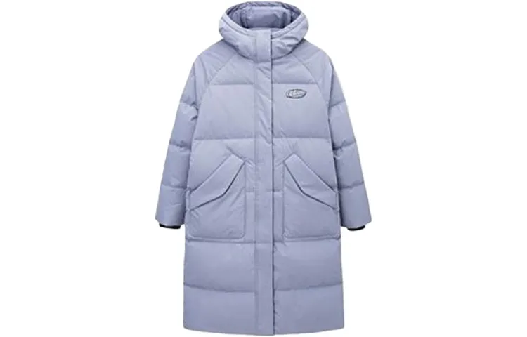 ANTA Down Jackets Women's Purple Hooded Thickened Down Coat