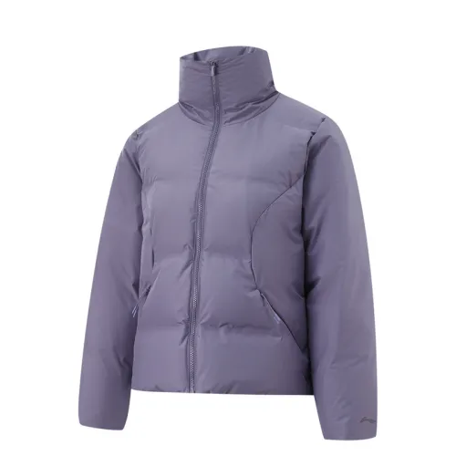 Li Ning Short Down Jacket Women's Crow Gray Purple