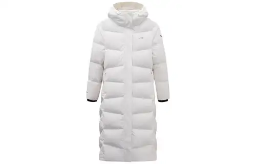 ANTA Life Collection Down Jackets Women's Papyrus White Hooded Moderate Down Coat