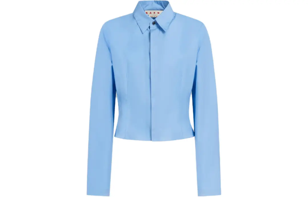 MARNI Long Sleeve Cropped Shirt 'Iris Blue'