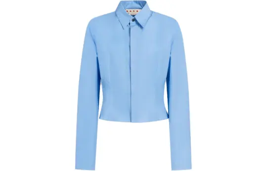 MARNI Long Sleeve Cropped Shirt 'Iris Blue'