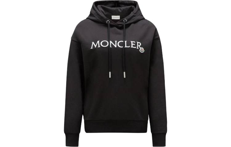 Женское худи Moncler Moncler FW23 Embroidered Logo Hoodie (черное)