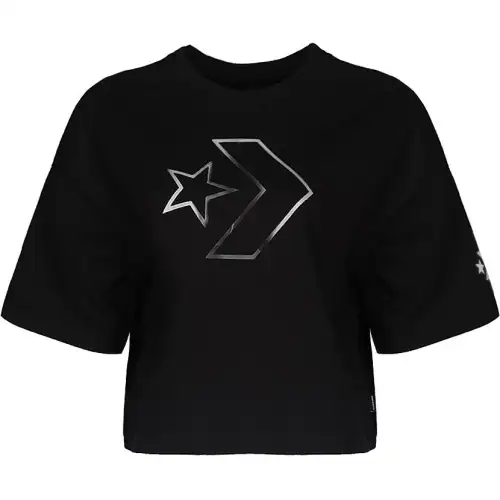 Converse T Shirts Women's Black Crew Neck Moderate
