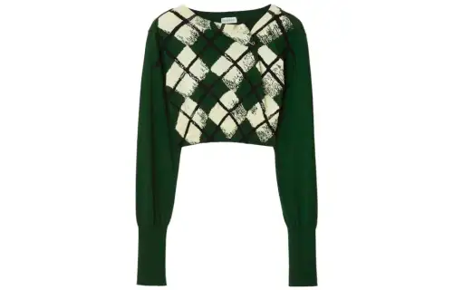 Burberry Argyle Knitted Cropped Crewneck Jumper