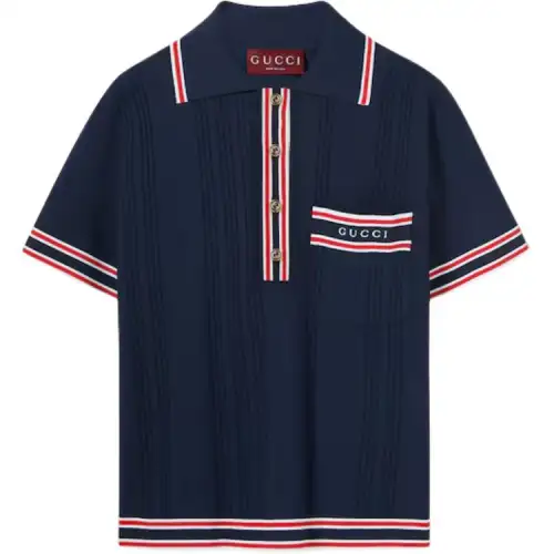 GUCCI Polo Top With Striped Trim