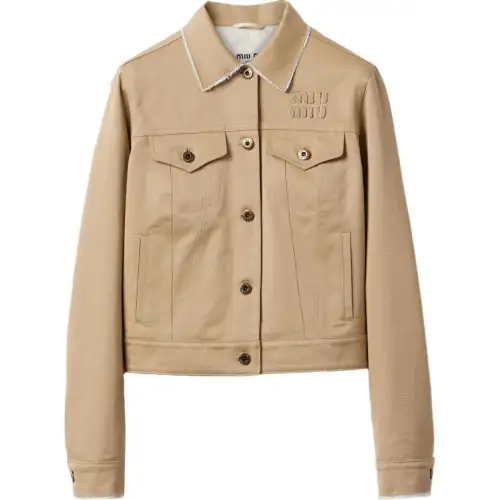 MIU MIU Logo embroidered Chino Cropped Jacket