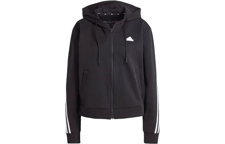 Adidas Future Icons 3 Stripes Full Zip Hoodie Sweatshirt Women's Black