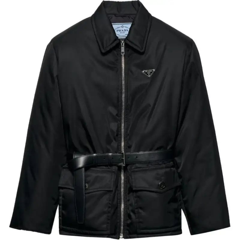 PRADA Triangle Logo Belted Jacket