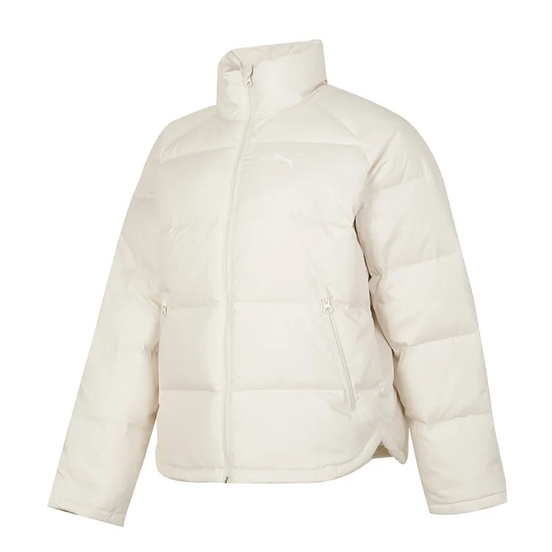 PUMA Down Jackets Women's Ecru Stand Collar Moderate Puffer Jacket