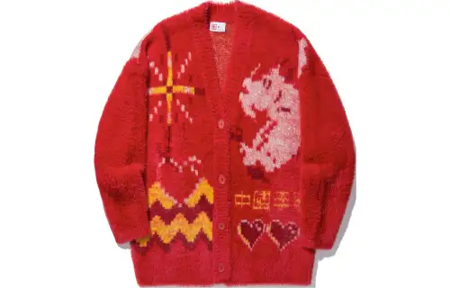 Li Ning Earning Money Every Day Collection, Heart Patterned Print Fleece Lined Thermal Loose Fit Cardigan Long Sleeved