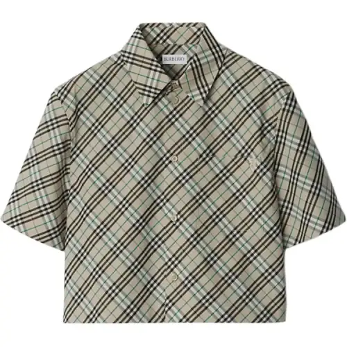 Burberry Short-Sleeved Checked Cropped Shirt
