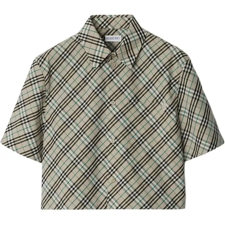 Burberry Short-Sleeved Checked Cropped Shirt