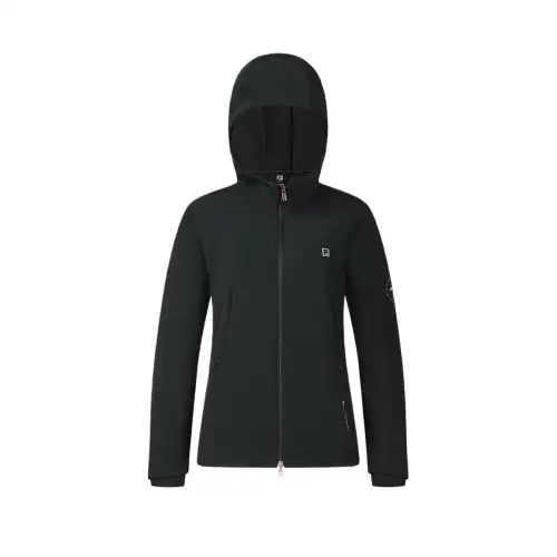 FILA Fitness Fleece Lined Comfortable Casual Simple Long Sleeved Shirt Jacket Women's Pitch Black