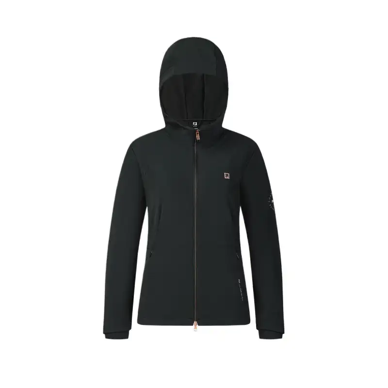 FILA Fitness Fleece Lined Comfortable Casual Simple Long Sleeved Shirt Jacket Women's Pitch Black