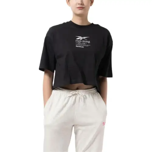 Reebok T Shirts Women's Black Crew Neck Moderate
