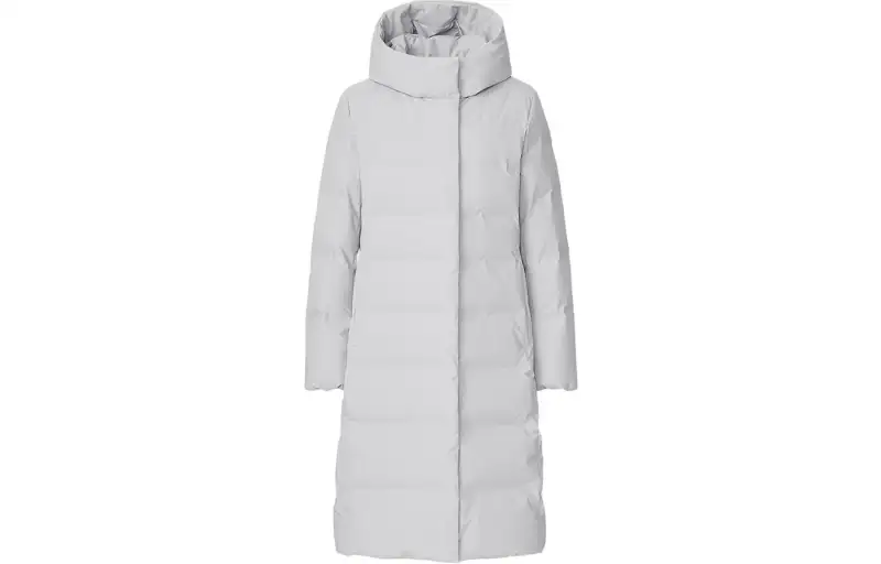 UNIQLO Down Jackets Women's Rime Silver Hooded Thickened Down Coat